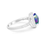 Art Deco Cushion Cut Engagement Ring Simulated Cubic Zirconia 925 Sterling Silver