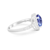 Art Deco Cushion Cut Engagement Ring Simulated Cubic Zirconia 925 Sterling Silver