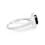 Vintage Style Emerald Cut Engagement Ring 925 Sterling Silver Simulated Cubic Zirconia