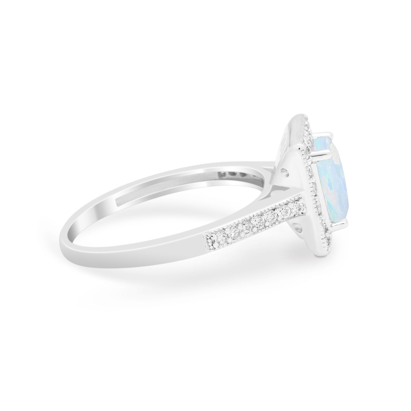 Vintage Style Emerald Cut Engagement Ring 925 Sterling Silver Simulated Cubic Zirconia