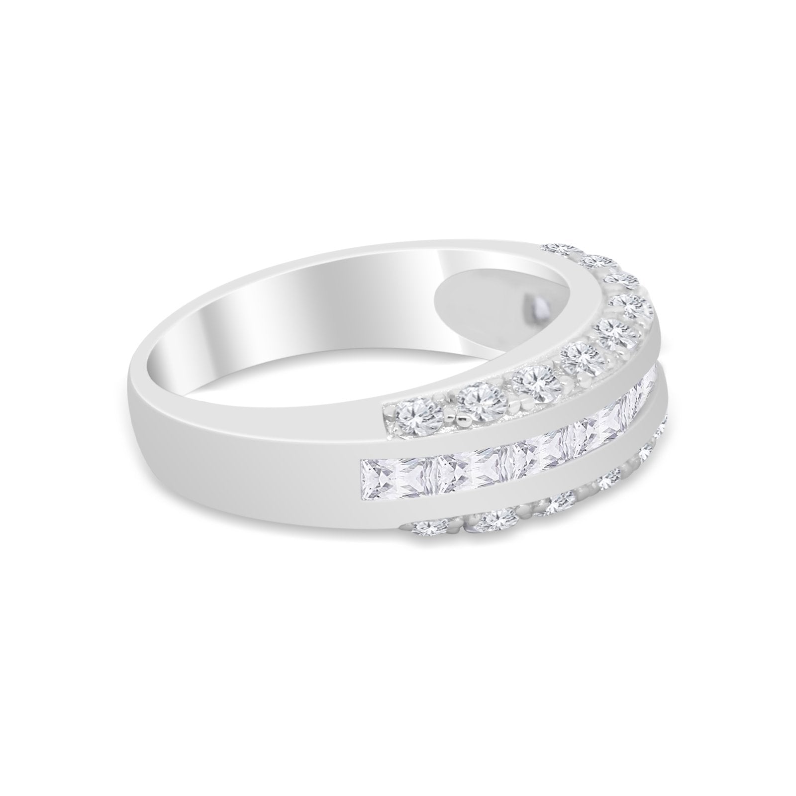 Half Eternity Wedding Band Simulated Cubic Zirconia 925 Sterling Silver