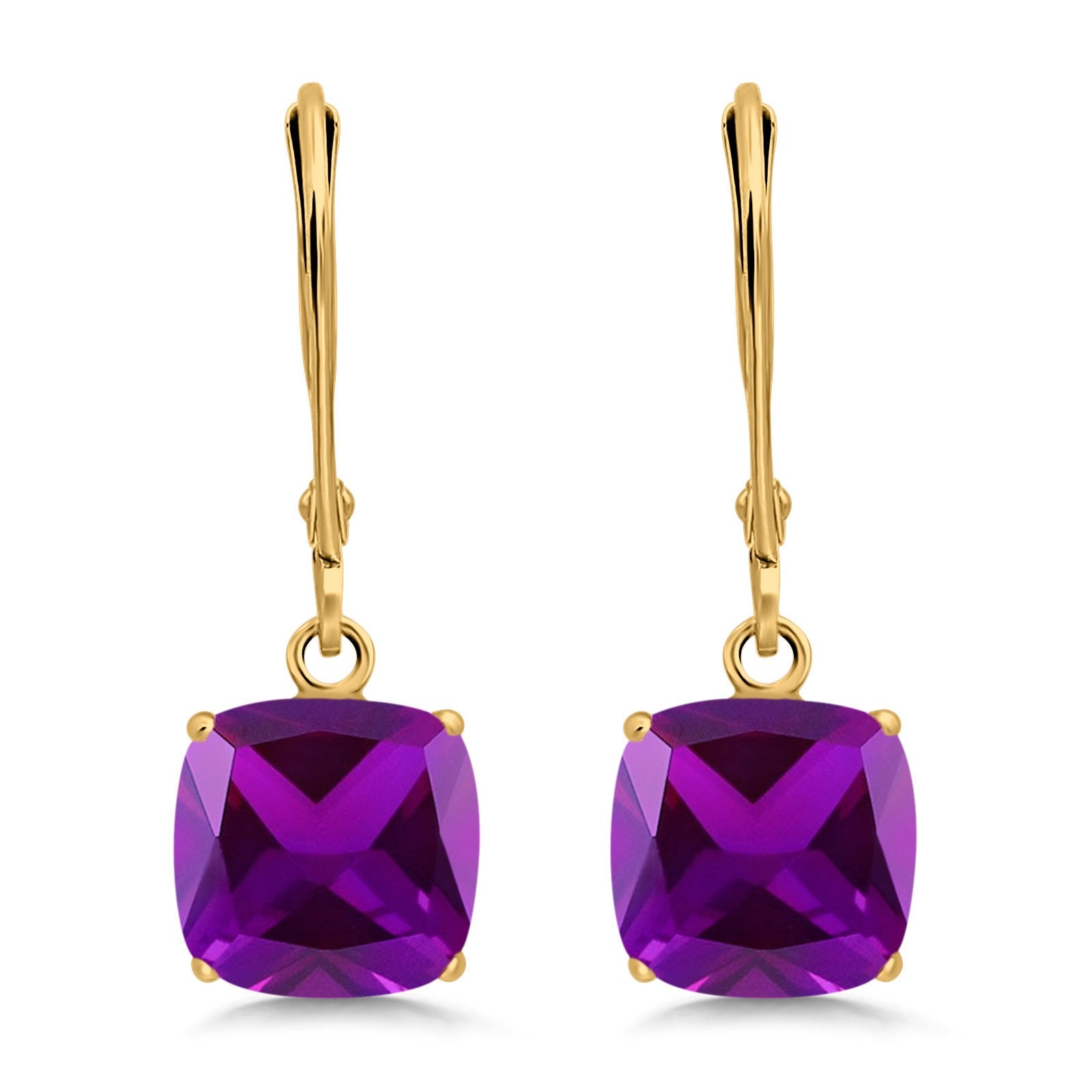 Cushion Cut Bridal Dangling Leverback Earrings Simulated Cubic Zirconia 925 Sterling Silver (3mm-10mm)