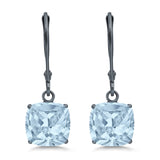 Cushion Cut Bridal Dangling Leverback Earrings Simulated Cubic Zirconia 925 Sterling Silver (3mm-10mm)