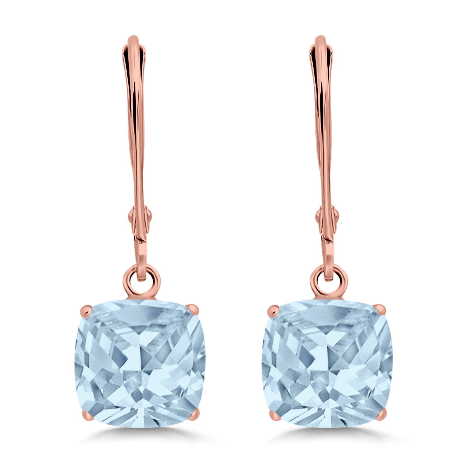 Cushion Cut Bridal Dangling Leverback Earrings Simulated Cubic Zirconia 925 Sterling Silver (3mm-10mm)