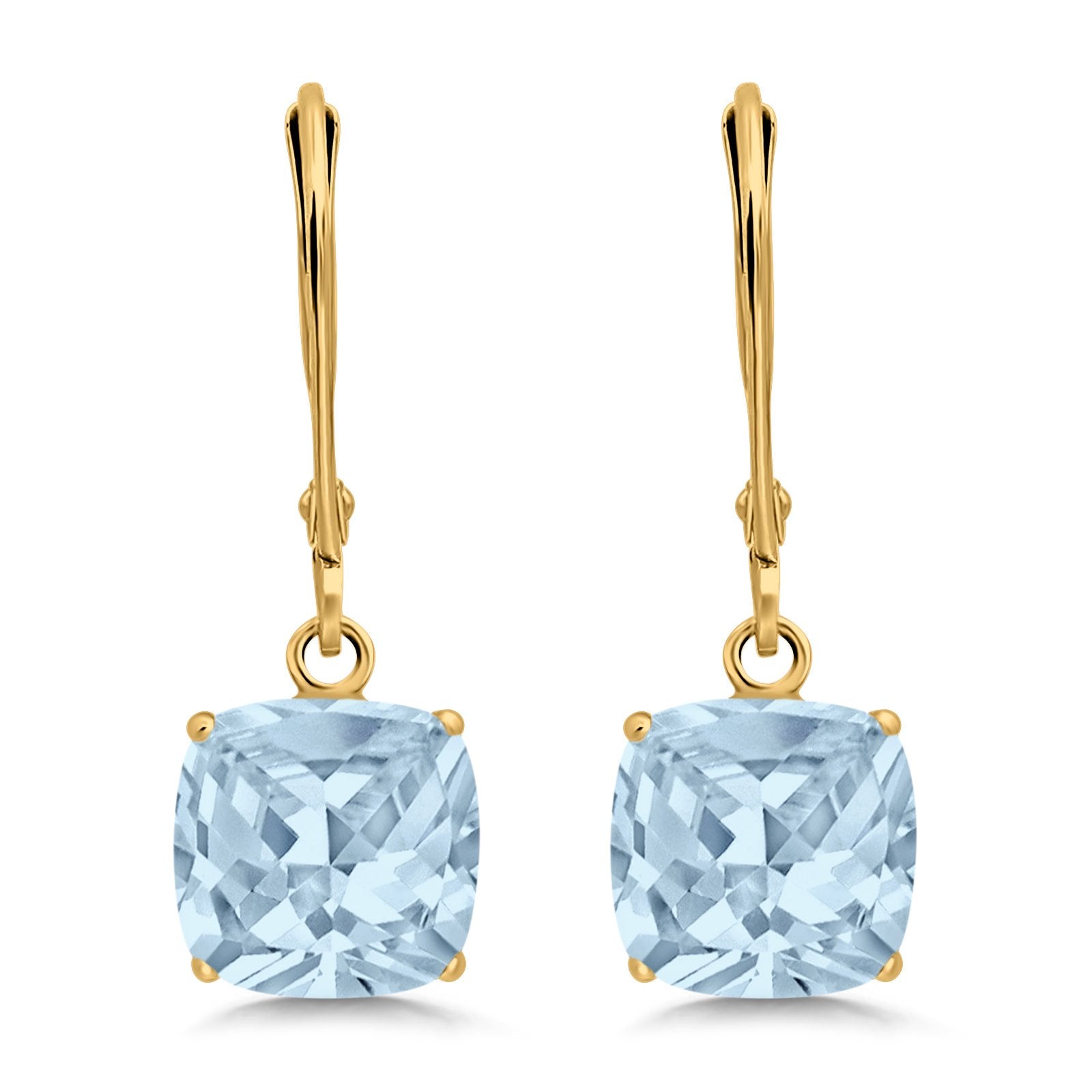 Cushion Cut Bridal Dangling Leverback Earrings Simulated Cubic Zirconia 925 Sterling Silver (3mm-10mm)