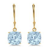 Cushion Cut Bridal Dangling Leverback Earrings Simulated Cubic Zirconia 925 Sterling Silver (3mm-10mm)