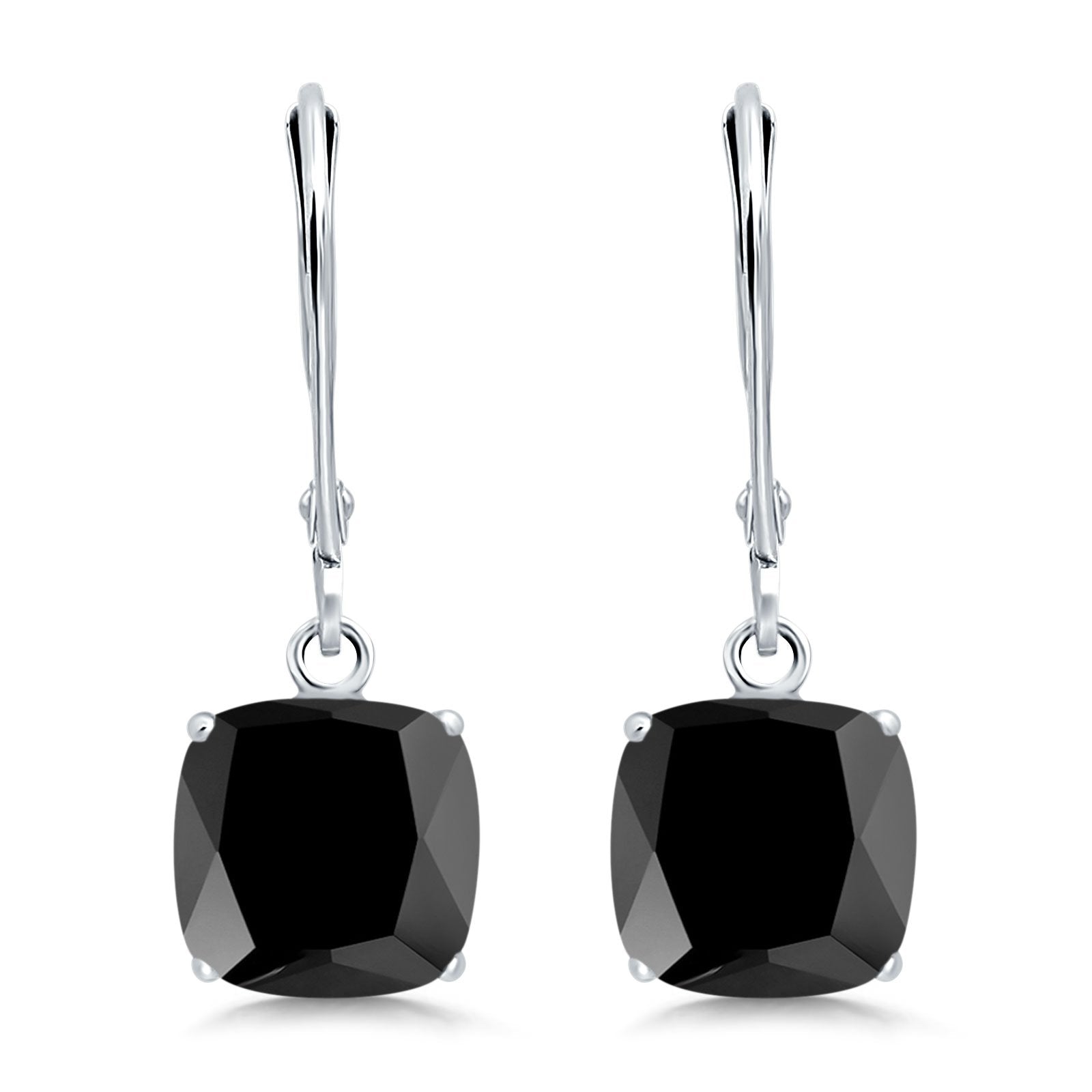 Cushion Cut Bridal Dangling Leverback Earrings Simulated Cubic Zirconia 925 Sterling Silver (3mm-10mm)