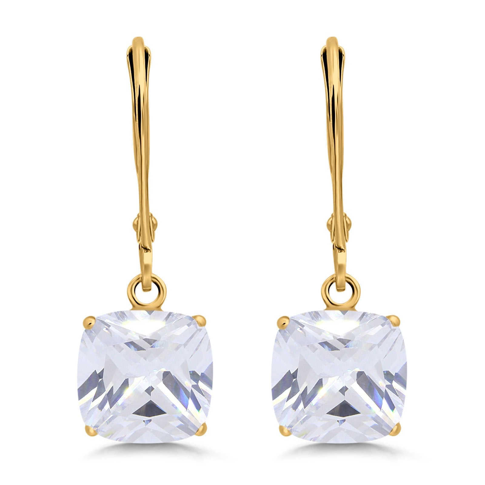 Cushion Cut Bridal Dangling Leverback Earrings Simulated Cubic Zirconia 925 Sterling Silver (3mm-10mm)