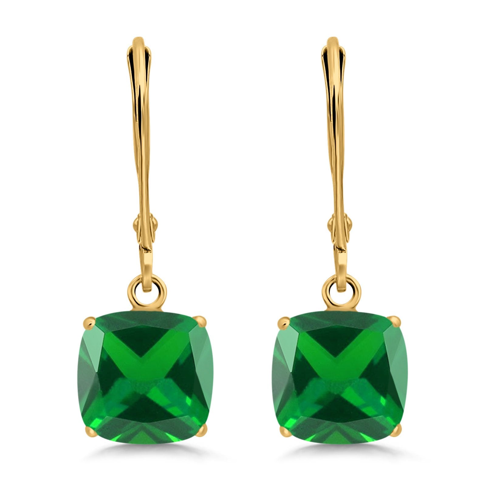 Cushion Cut Bridal Dangling Leverback Earrings Simulated Cubic Zirconia 925 Sterling Silver (3mm-10mm)