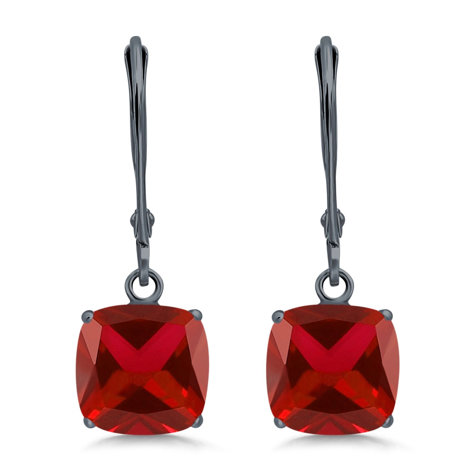 Cushion Cut Bridal Dangling Leverback Earrings Simulated Cubic Zirconia 925 Sterling Silver (3mm-10mm)