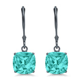 Cushion Cut Bridal Dangling Leverback Earrings Simulated Cubic Zirconia 925 Sterling Silver (3mm-10mm)