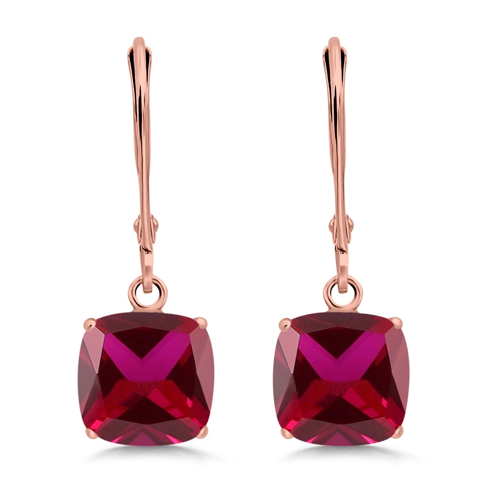 Cushion Cut Bridal Dangling Leverback Earrings Simulated Cubic Zirconia 925 Sterling Silver (3mm-10mm)