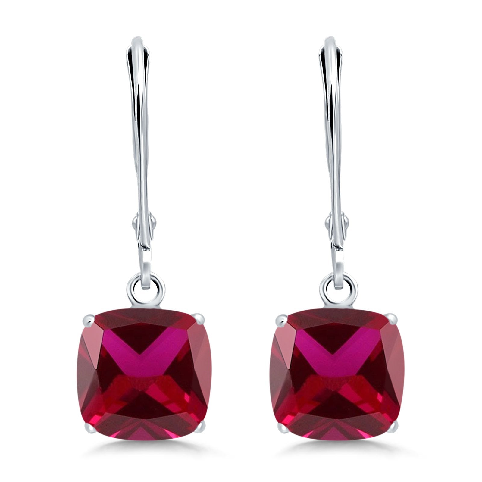 Cushion Cut Bridal Dangling Leverback Earrings Simulated Cubic Zirconia 925 Sterling Silver (3mm-10mm)