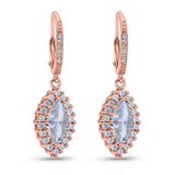 Halo Marquise Dangling Leverback Wedding Earrings Simulated Cubic Zirconia 925 Sterling Silver (31mm)