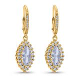 Halo Marquise Dangling Leverback Wedding Earrings Simulated Cubic Zirconia 925 Sterling Silver (31mm)