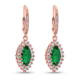 Halo Marquise Dangling Leverback Wedding Earrings Simulated Cubic Zirconia 925 Sterling Silver (31mm)