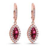Halo Marquise Dangling Leverback Wedding Earrings Simulated Cubic Zirconia 925 Sterling Silver (31mm)