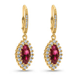 Halo Marquise Dangling Leverback Wedding Earrings Simulated Cubic Zirconia 925 Sterling Silver (31mm)