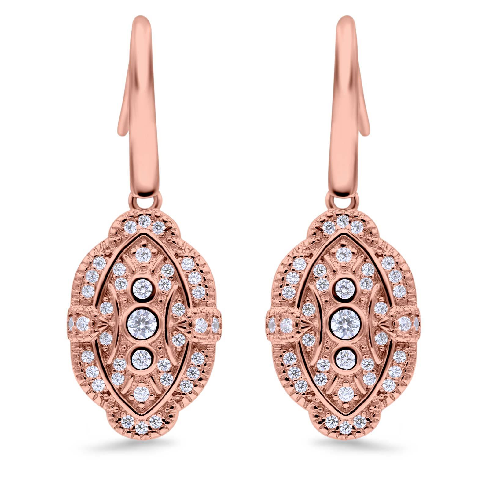Drop Dangle Earrings Round Simulated Cubic Zirconia 925 Sterling Silver (18mm)