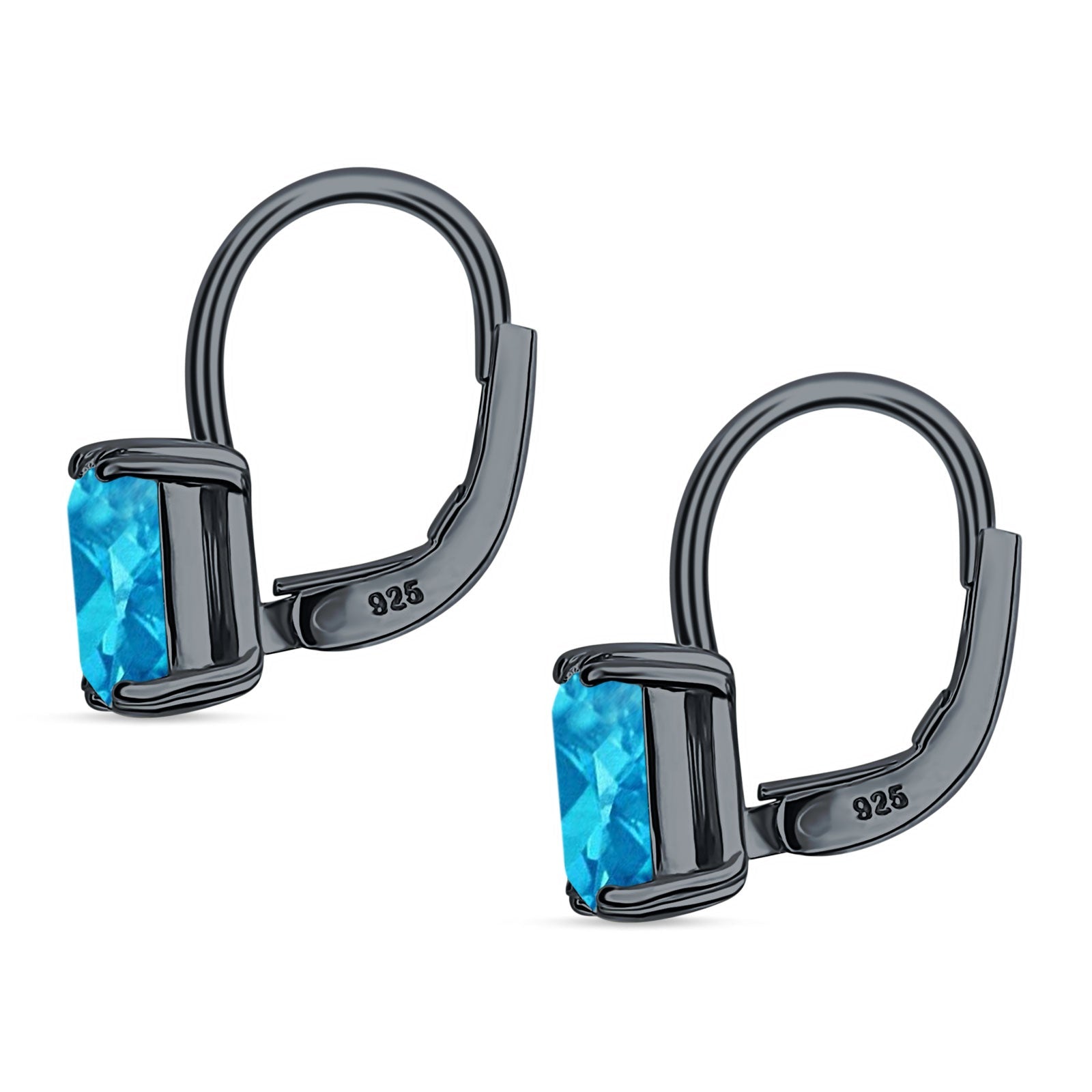 Cushion Leverback Earrings Cubic Zirconia 925 Sterling Silver