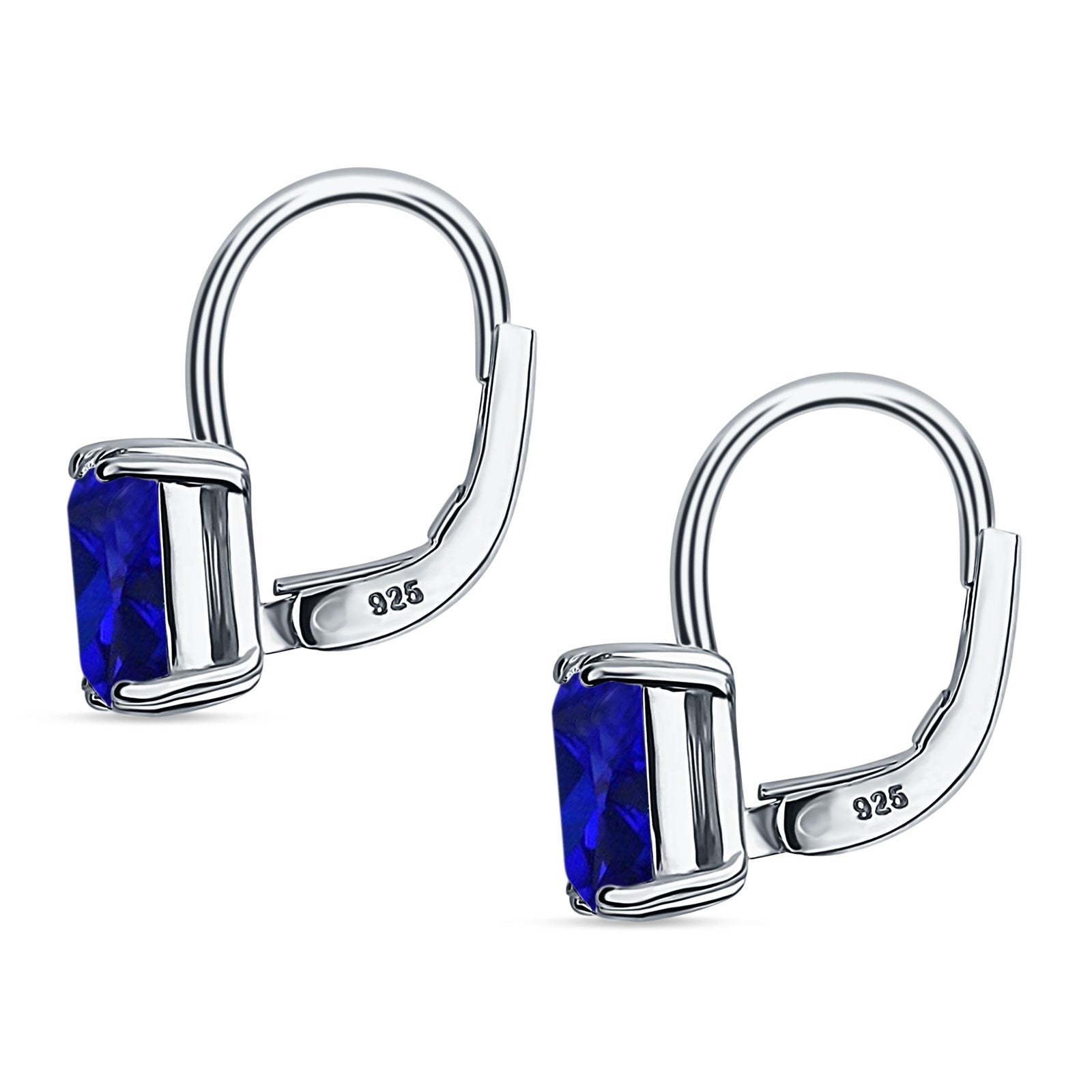 Cushion Leverback Earrings Cubic Zirconia 925 Sterling Silver