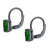 Cushion Leverback Earrings Cubic Zirconia 925 Sterling Silver