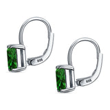 Cushion Leverback Earrings Cubic Zirconia 925 Sterling Silver