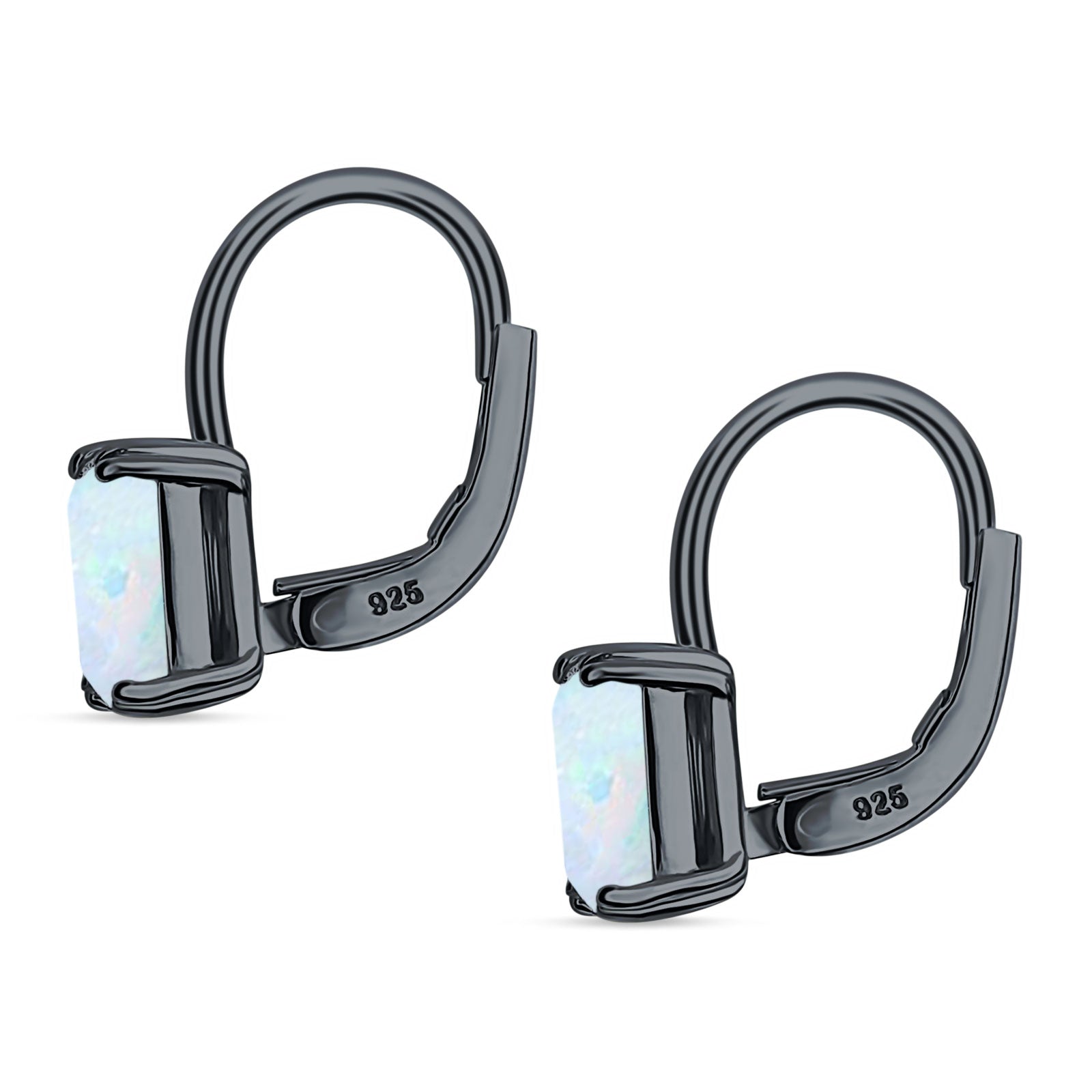 Cushion Leverback Earrings Cubic Zirconia 925 Sterling Silver