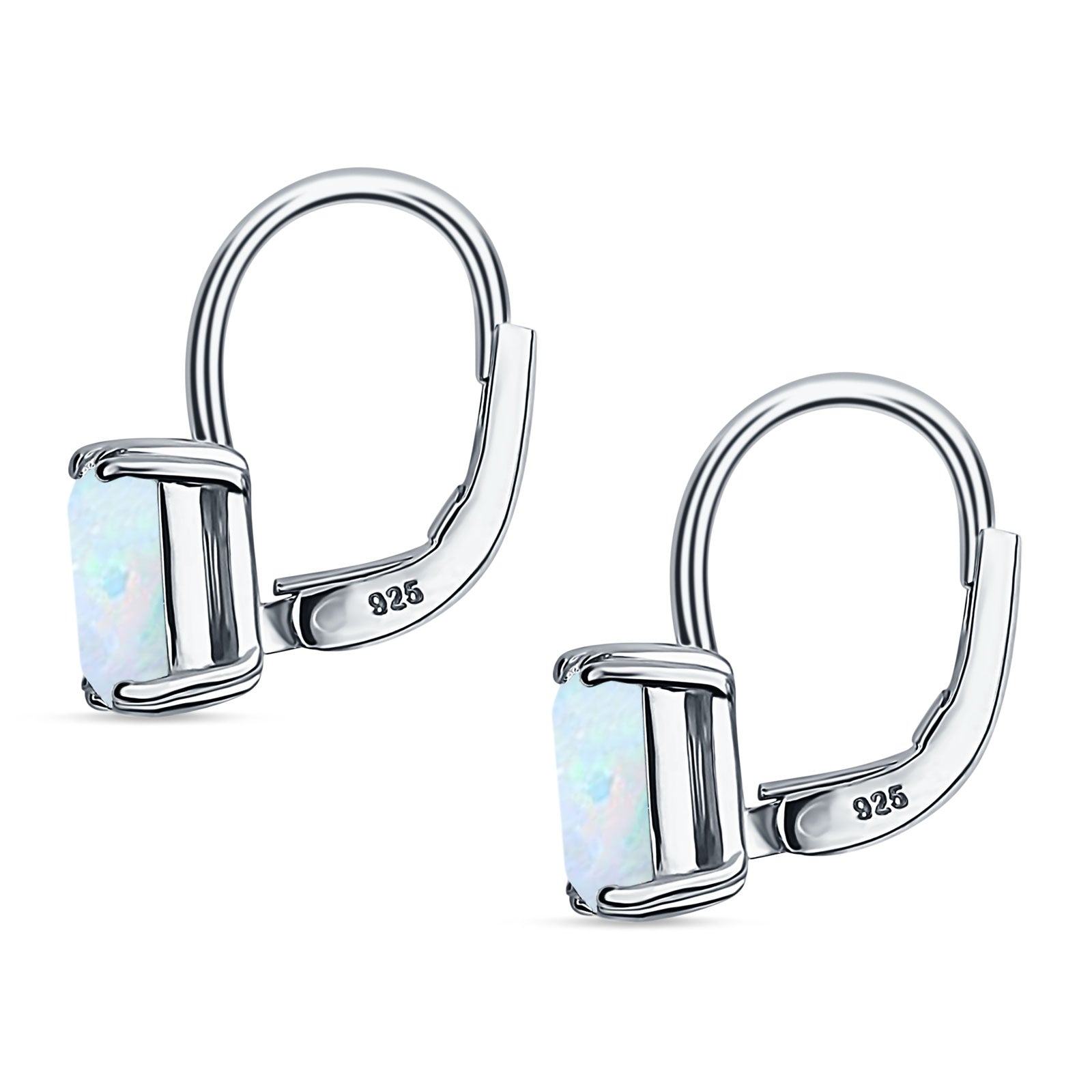 Cushion Leverback Earrings Cubic Zirconia 925 Sterling Silver