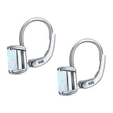 Cushion Leverback Earrings Cubic Zirconia 925 Sterling Silver