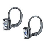 Asscher Leverback Earrings Cubic Zirconia 925 Sterling Silver