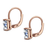 Asscher Leverback Earrings Cubic Zirconia 925 Sterling Silver