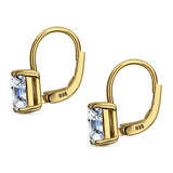 Asscher Leverback Earrings Cubic Zirconia 925 Sterling Silver