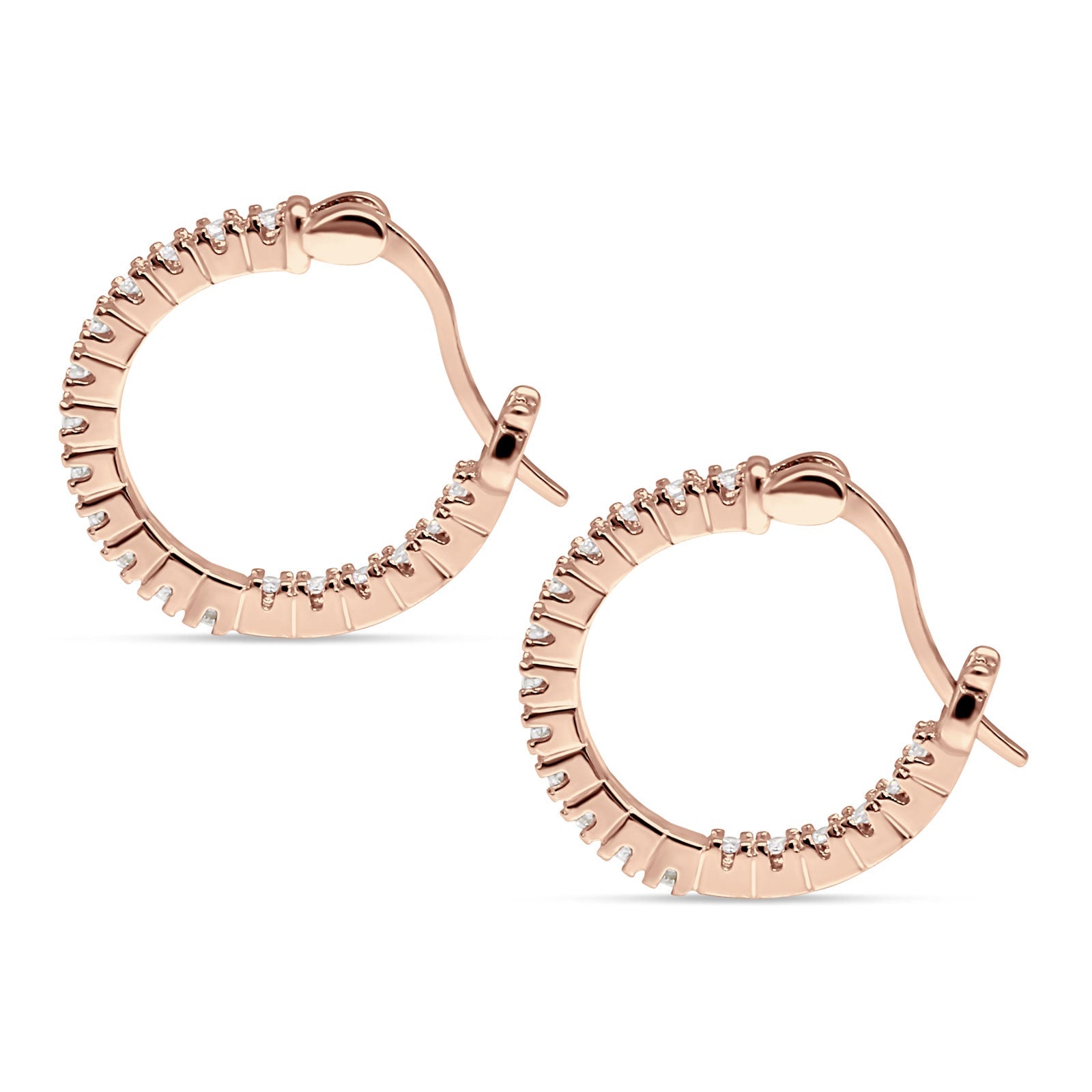 Huggie Hoop Earrings Round Cubic Zirconia 925 Sterling Silver