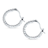 Huggie Hoop Earrings Round Cubic Zirconia 925 Sterling Silver