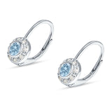 Leverback Round Hoop Earrings Cubic Zirconia 925 Sterling Silver