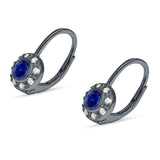 Leverback Round Hoop Earrings Cubic Zirconia 925 Sterling Silver
