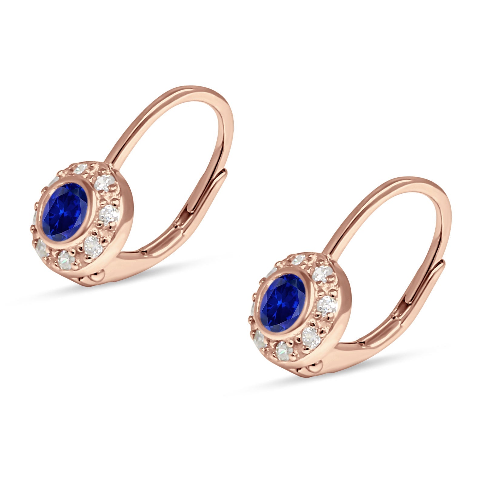 Leverback Round Hoop Earrings Cubic Zirconia 925 Sterling Silver