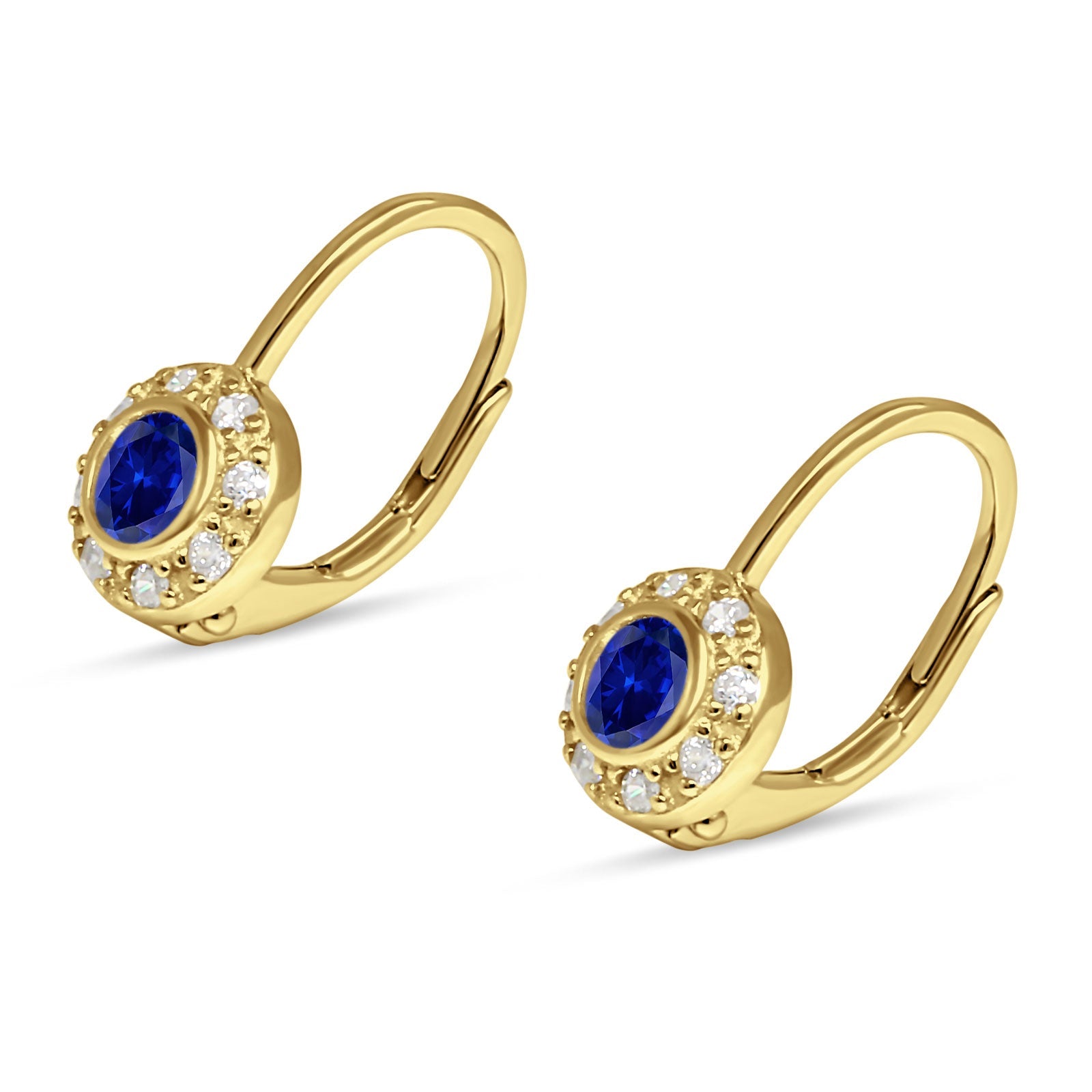 Leverback Round Hoop Earrings Cubic Zirconia 925 Sterling Silver