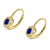 Leverback Round Hoop Earrings Cubic Zirconia 925 Sterling Silver