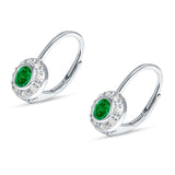 Leverback Round Hoop Earrings Cubic Zirconia 925 Sterling Silver