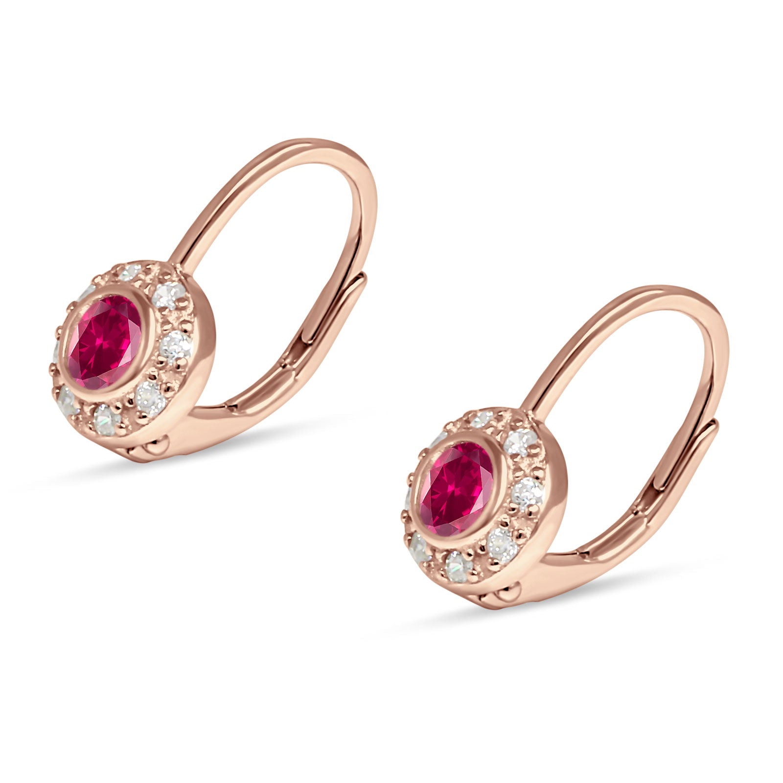 Leverback Round Hoop Earrings Cubic Zirconia 925 Sterling Silver