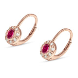 Leverback Round Hoop Earrings Cubic Zirconia 925 Sterling Silver