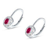 Leverback Round Hoop Earrings Cubic Zirconia 925 Sterling Silver