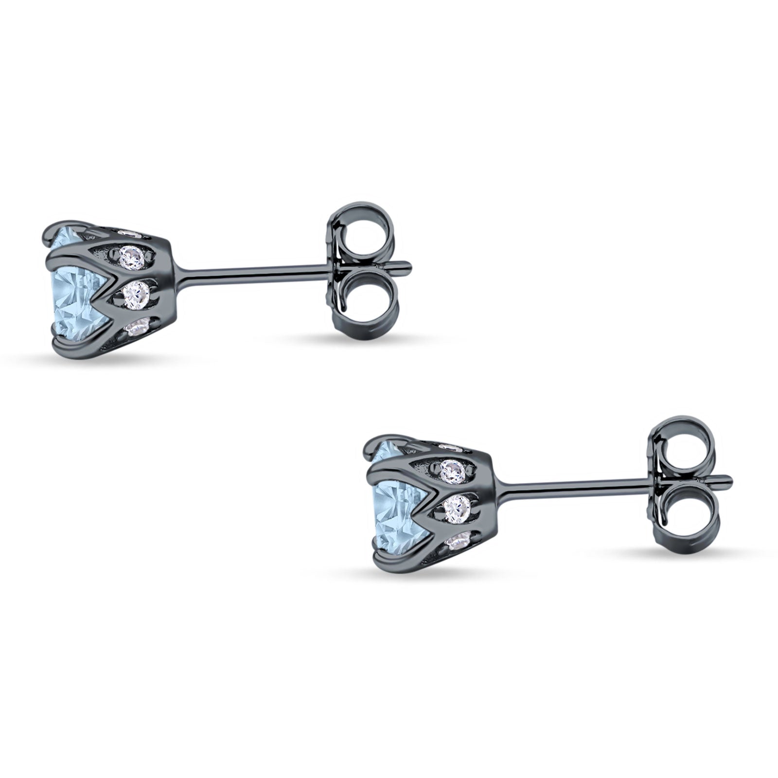 Round Hidden Halo Stud Earring Cubic Zirconia 925 Sterling Silver