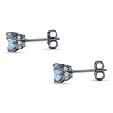 Round Hidden Halo Stud Earring Cubic Zirconia 925 Sterling Silver