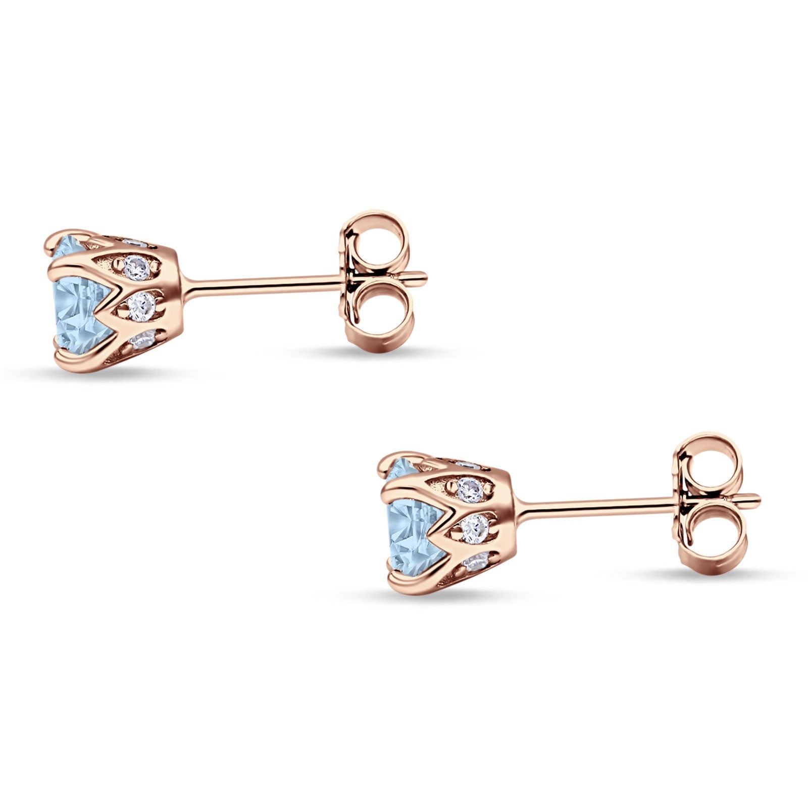 Round Hidden Halo Stud Earring Cubic Zirconia 925 Sterling Silver