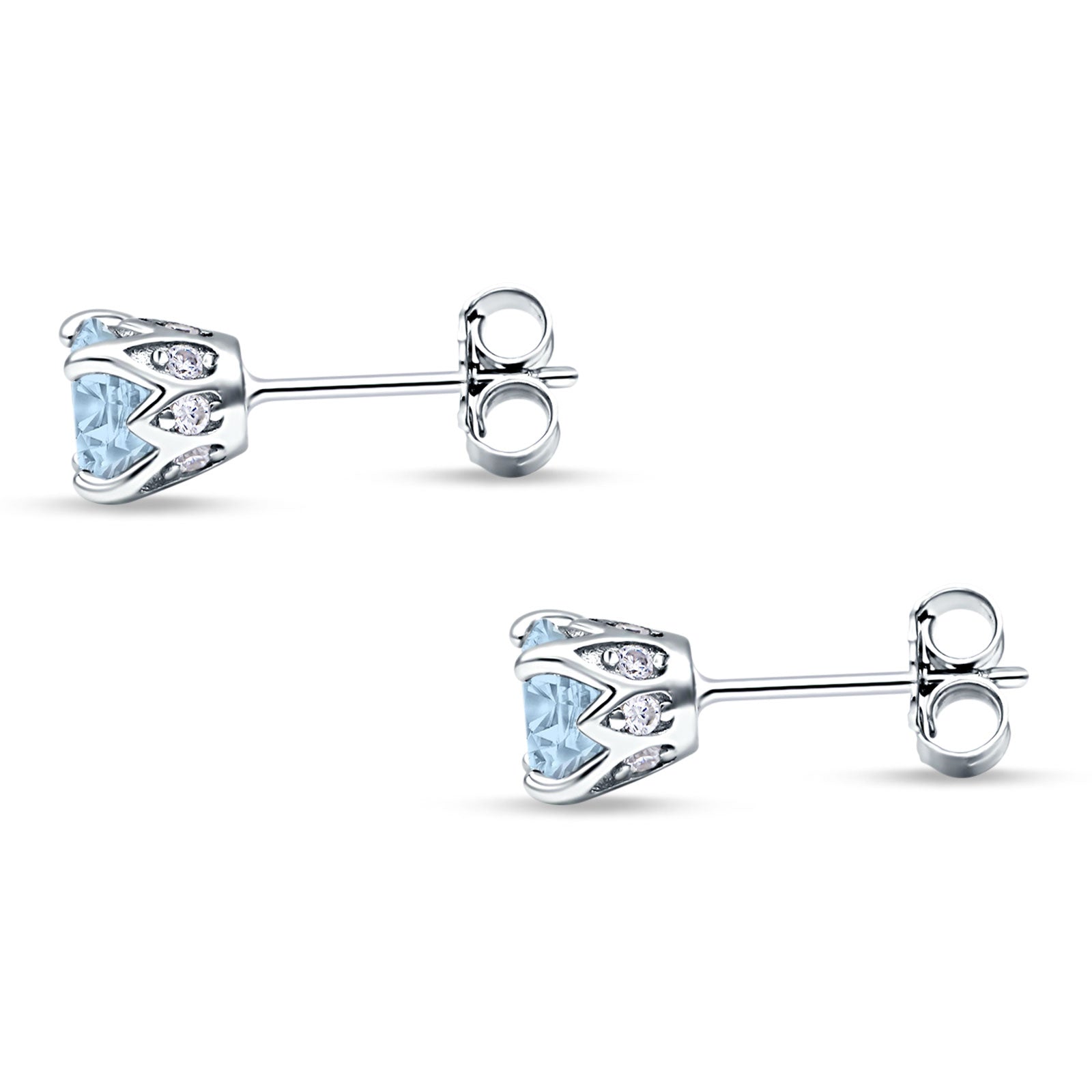 Round Hidden Halo Stud Earring Cubic Zirconia 925 Sterling Silver