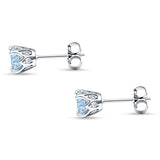Round Hidden Halo Stud Earring Cubic Zirconia 925 Sterling Silver