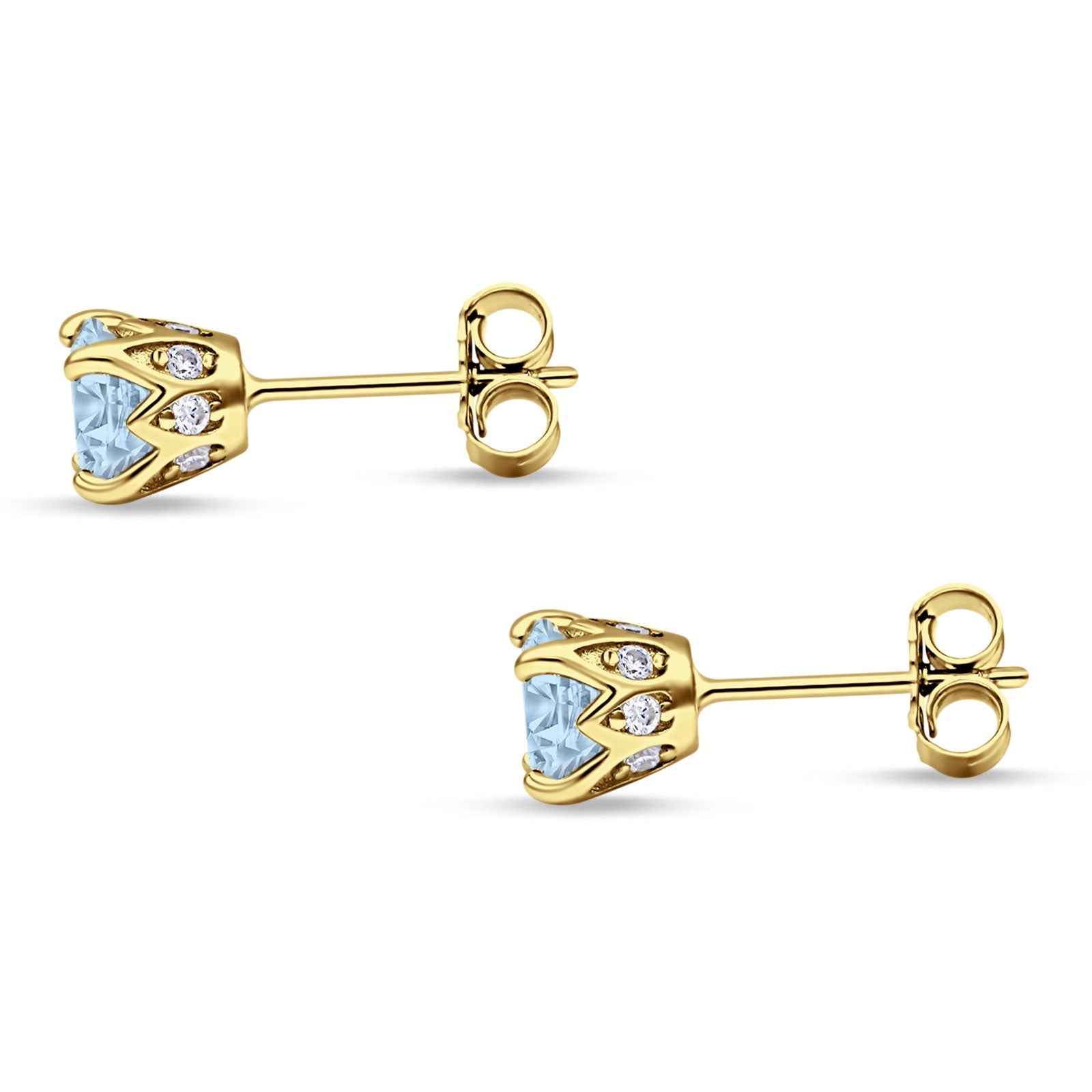 Round Hidden Halo Stud Earring Cubic Zirconia 925 Sterling Silver